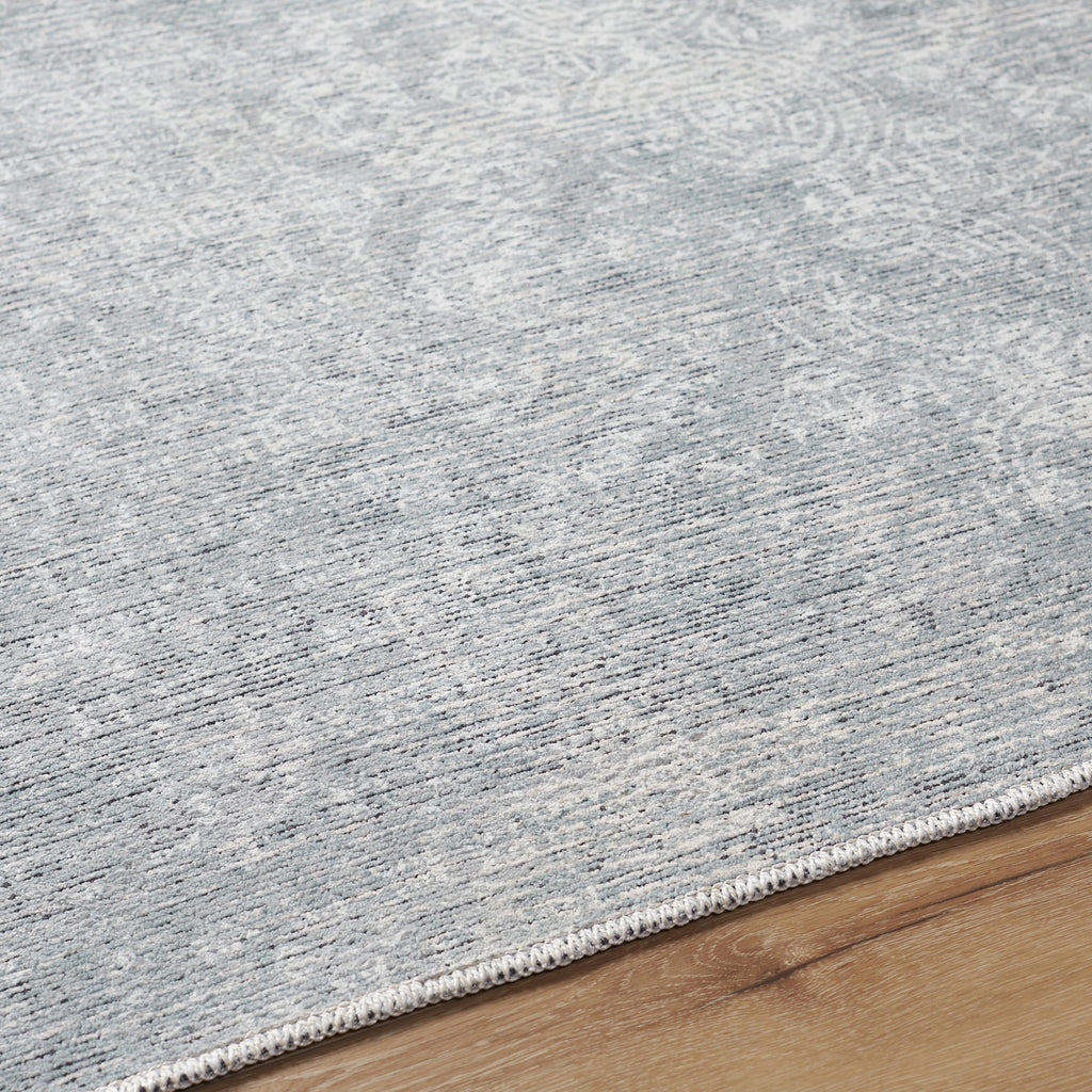  Boho Circles Washable Non-Skid Area Rug, Blue, 5' 3" x 7'