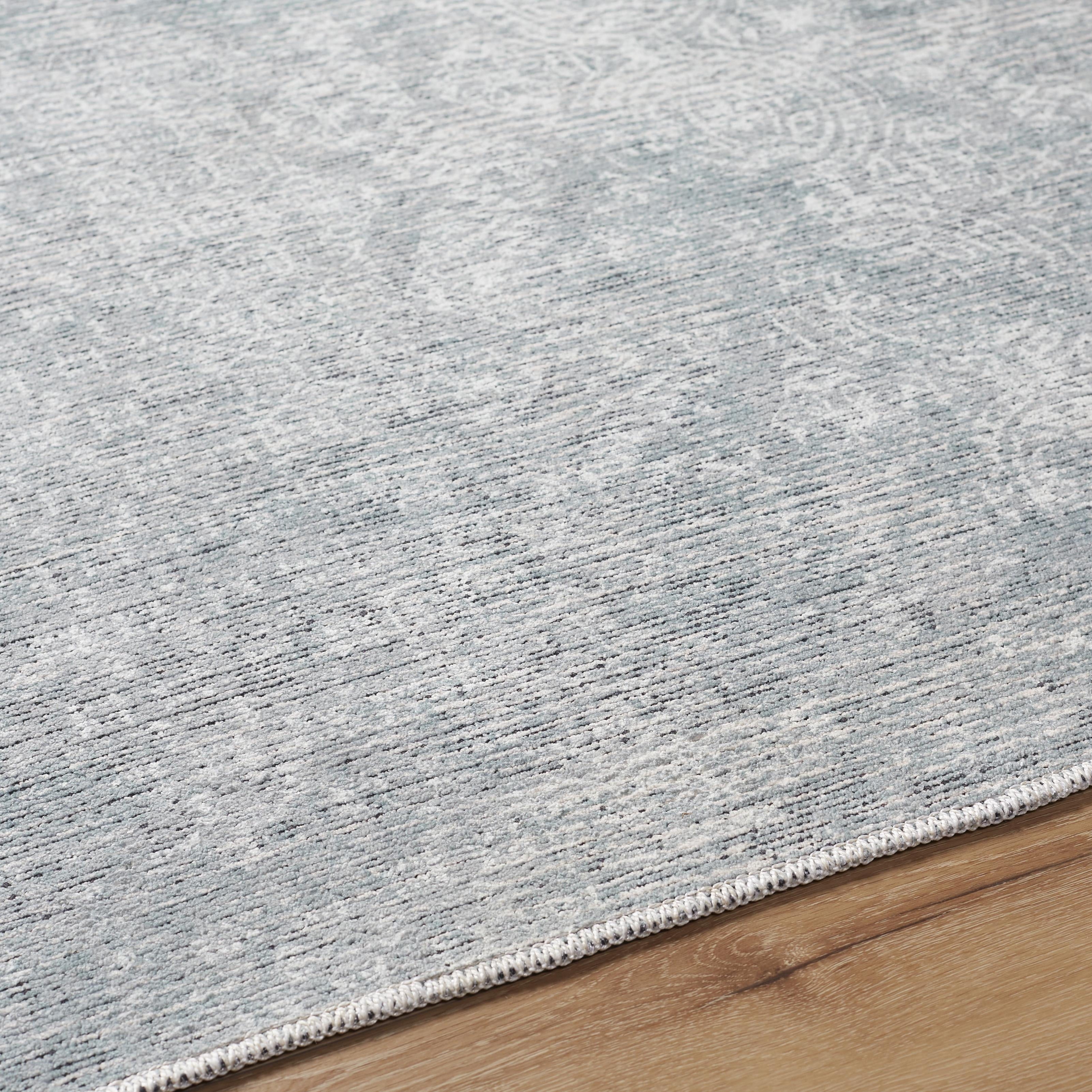  Boho Circles Washable Non-Skid Area Rug, Blue, 5' 3" x 7'