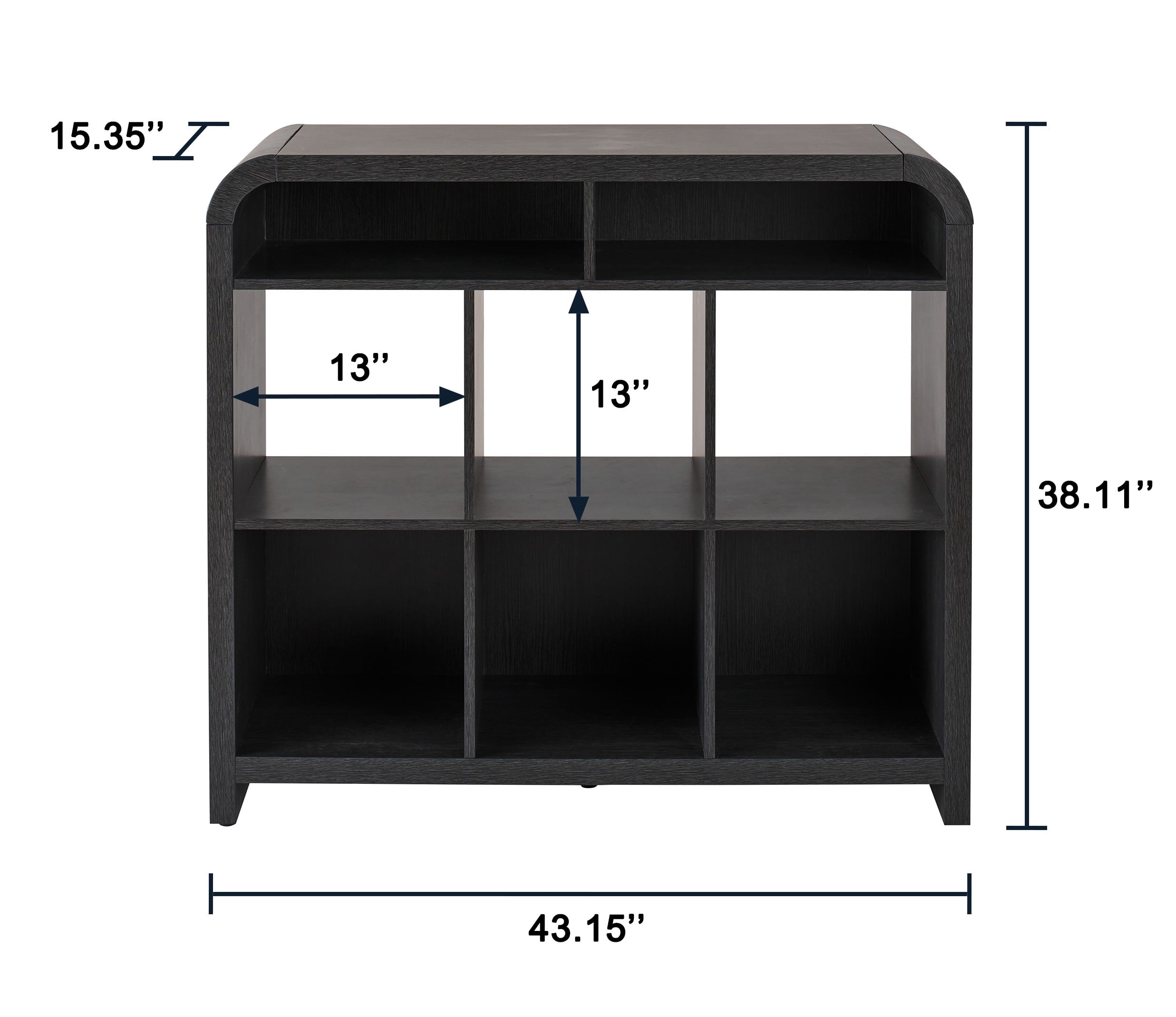  Juliet 6 Cube Storage Organizer, Black Finish