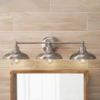  28.5" Farmhouse-Style 3-Head Vanity Light , Satin Nickel Finish, E26 Socketed