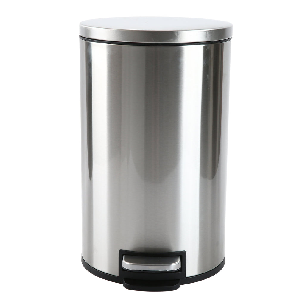  Bathroom Trash Can, 3.1 Gallon Small Stainless Steel Step Garbage Bucket Bin with Soft Close Lid, Silver
