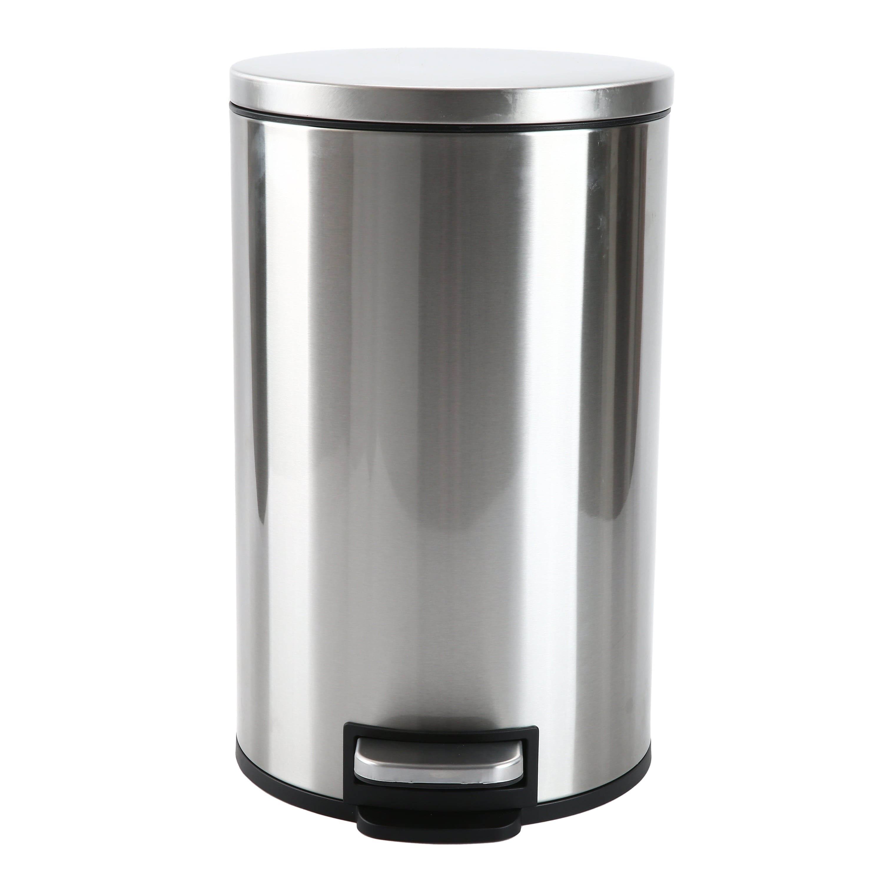  Bathroom Trash Can, 3.1 Gallon Small Stainless Steel Step Garbage Bucket Bin with Soft Close Lid, Silver