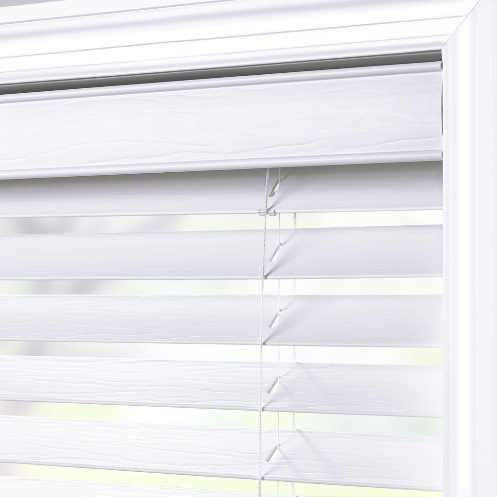 (2 pack)  2-Inch Cordless Faux Wood Blinds, 35" W x 72" L, White
