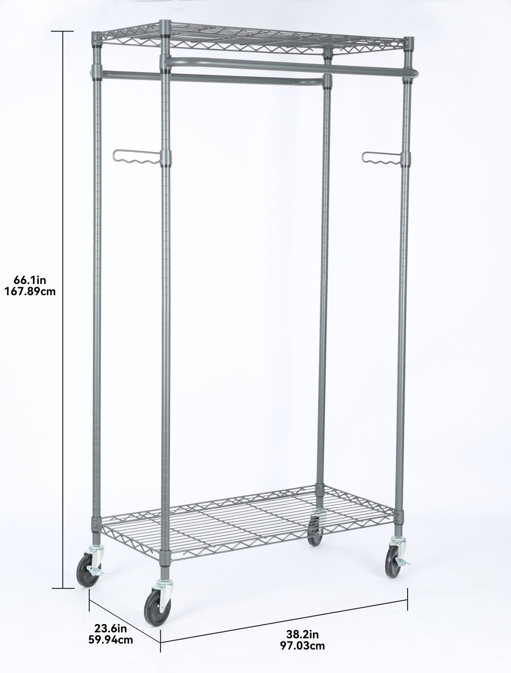  Double Hanging Garment Rack with Gunmetal Finish