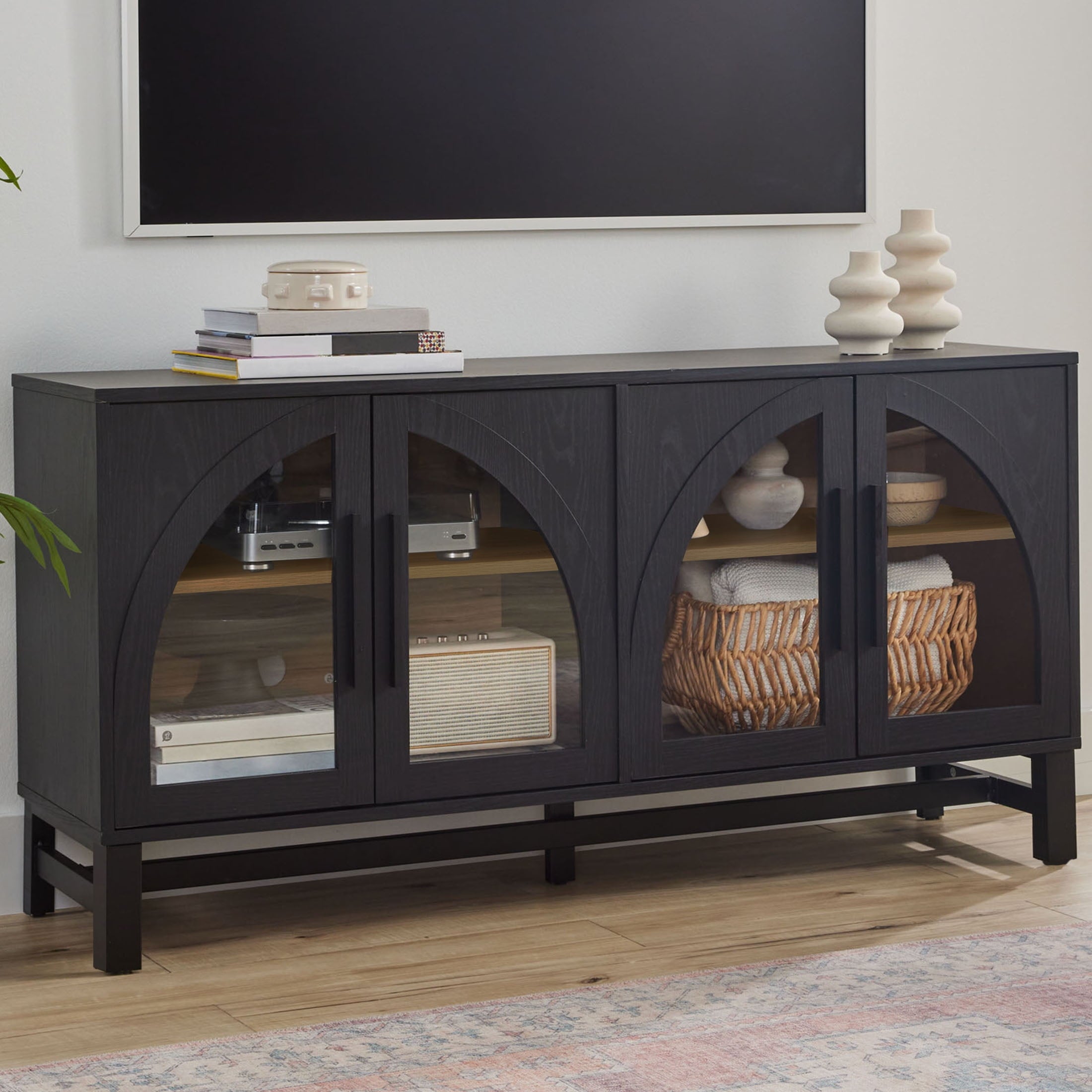  Juliet Arch TV Stand for TVs up to 65", Black Wood Finish