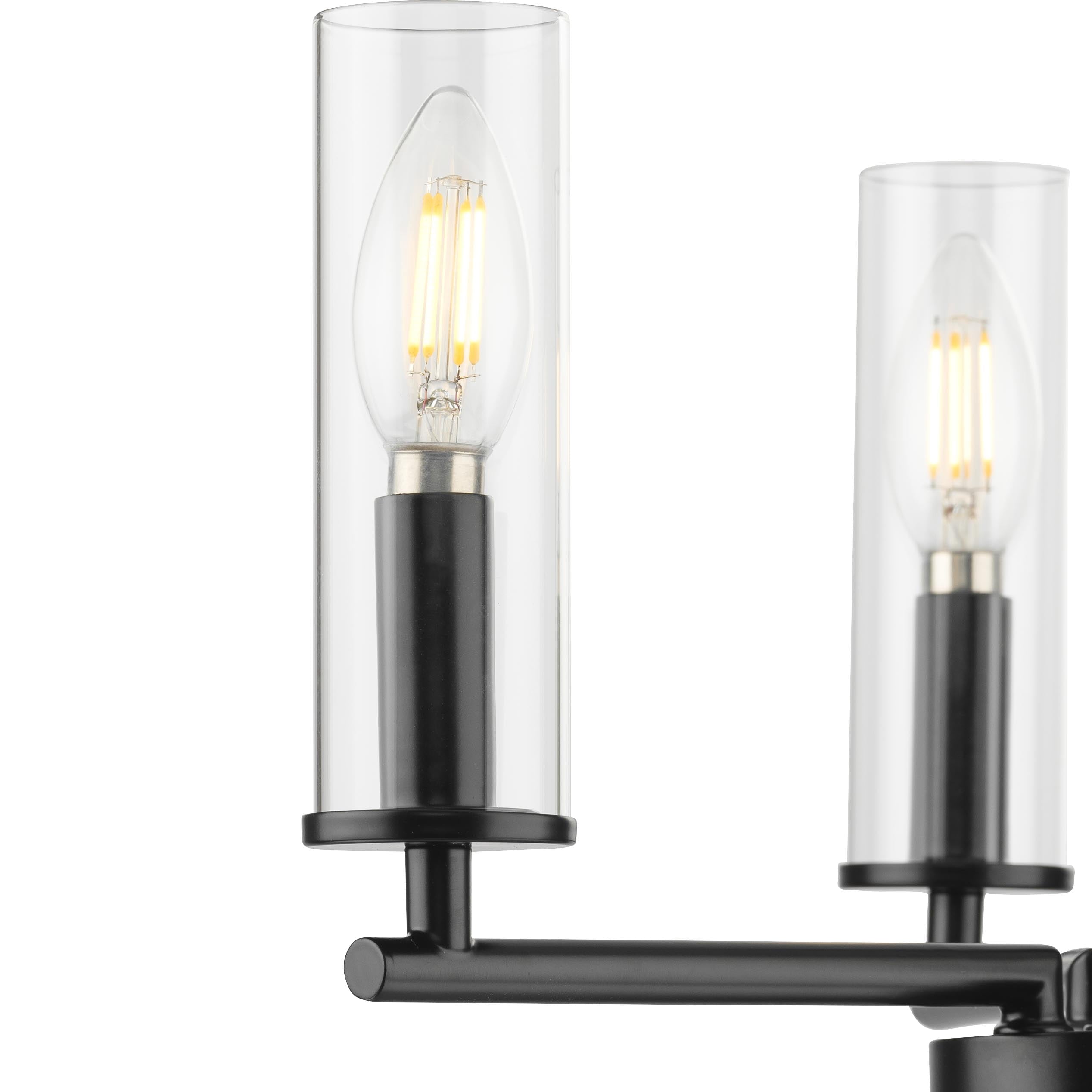  16 in Matte Black 3 Light Chandelier with Clear Glass - Contemporary Style