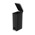  Slim Kitchen Trash Can, 10.5 Gallon Plastic Step Garbage Bin with Soft Close Lid, Black