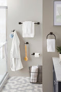  Steel Wall Mount 5PC Bath Hardware and Towel Holder Set Matte Black, Horizontal Orientation