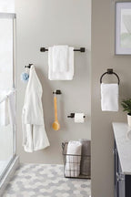  Steel Wall Mount 5PC Bath Hardware and Towel Holder Set Matte Black, Horizontal Orientation
