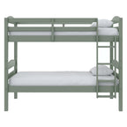 (2 pack)  Leighton Kids Solid Wood Twin-over-Twin Convertible Bunk Bed with Ladder and Guardrails, Sage Green