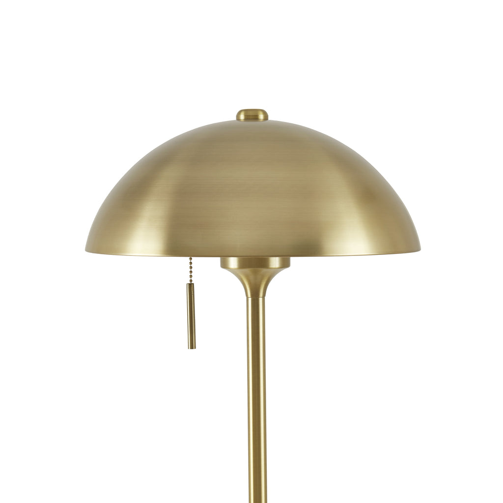  62" Modern Pull-chain Brass Floor Lamp with Brass Dome Shade