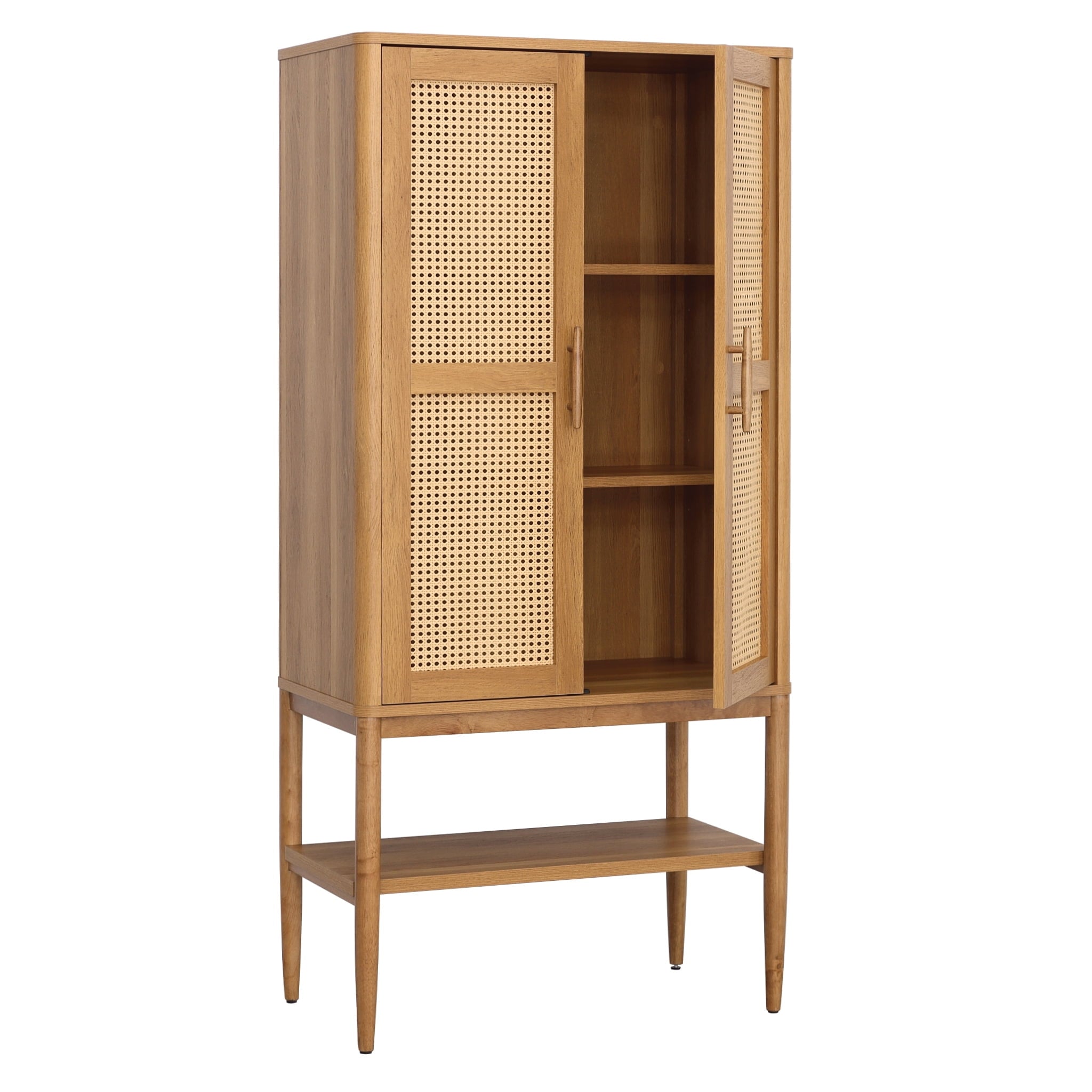 Springwood Caning Storage Accent Cabinet, Light Honey Finish