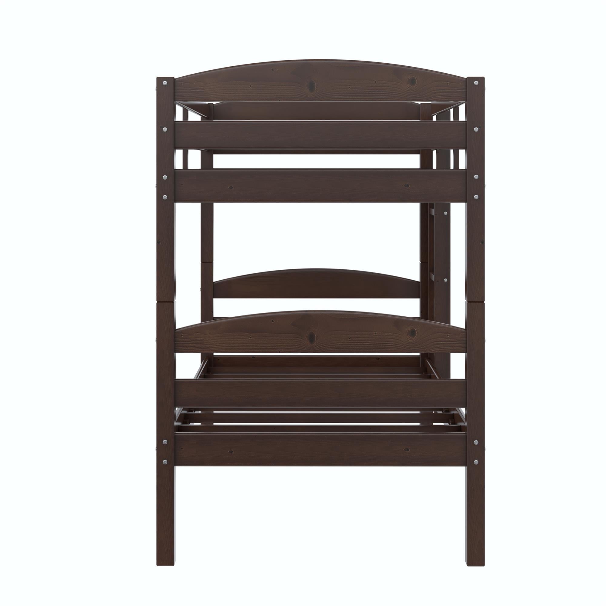  Leighton Solid Wood Twin-over-Twin Convertible Bunk Bed, Mocha
