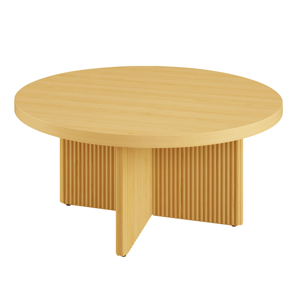 Open Box  Lillian Fluted Coffee Table, Natural Pine Finish