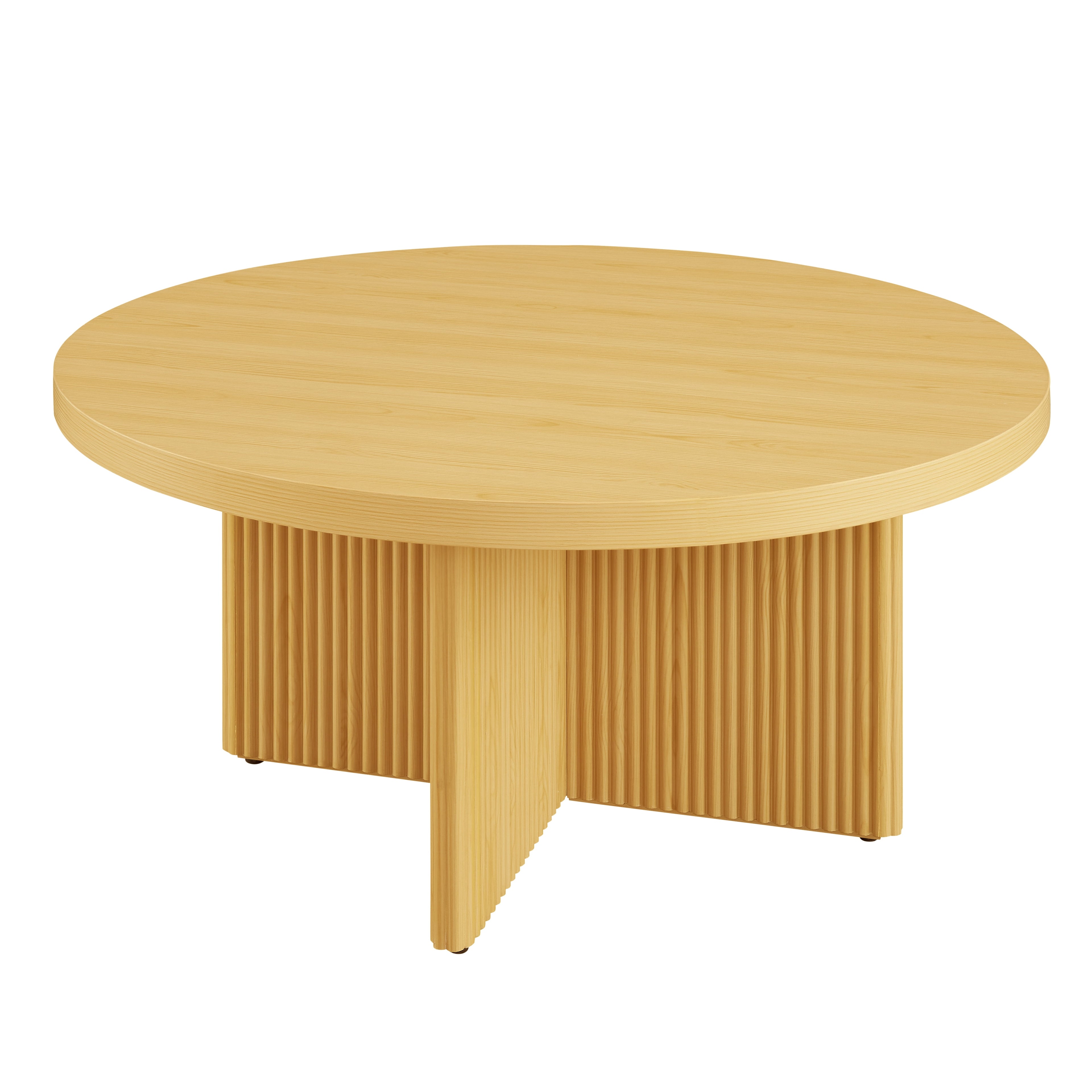 Open Box  Lillian Fluted Coffee Table, Natural Pine Finish