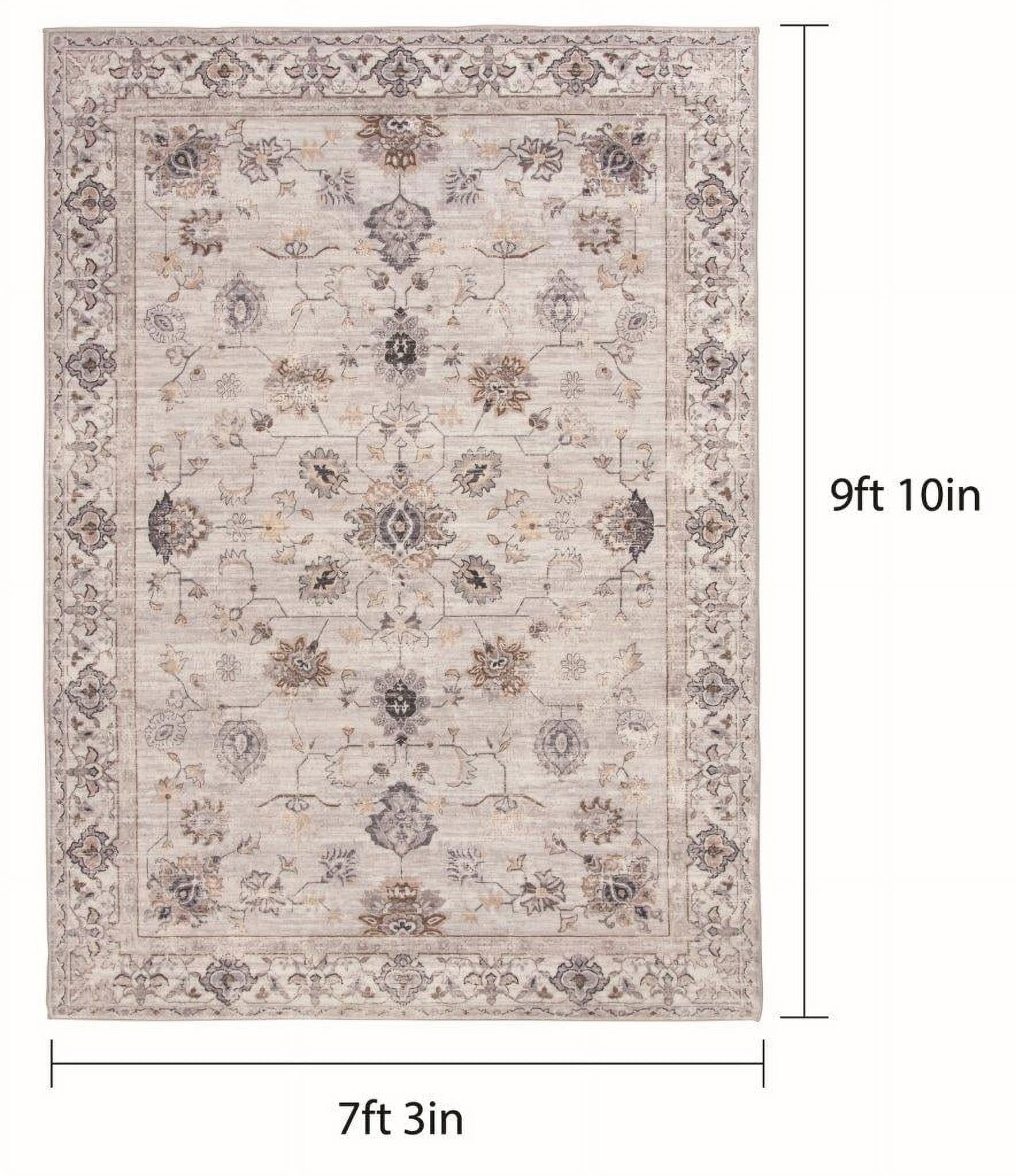  Persian Blooms Ivory Faux Fur Indoor Area Rug, 7'x9'10"