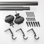  1" Matte Black Ribbed Knob Adjustable Single Rod Set, 42"-120"