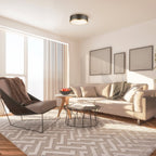  Irving Park 2-Light Flush Mount, Matte Black Finish, Burnished Brass Accents, Frosted Glass Shade, LED Bulbs Included