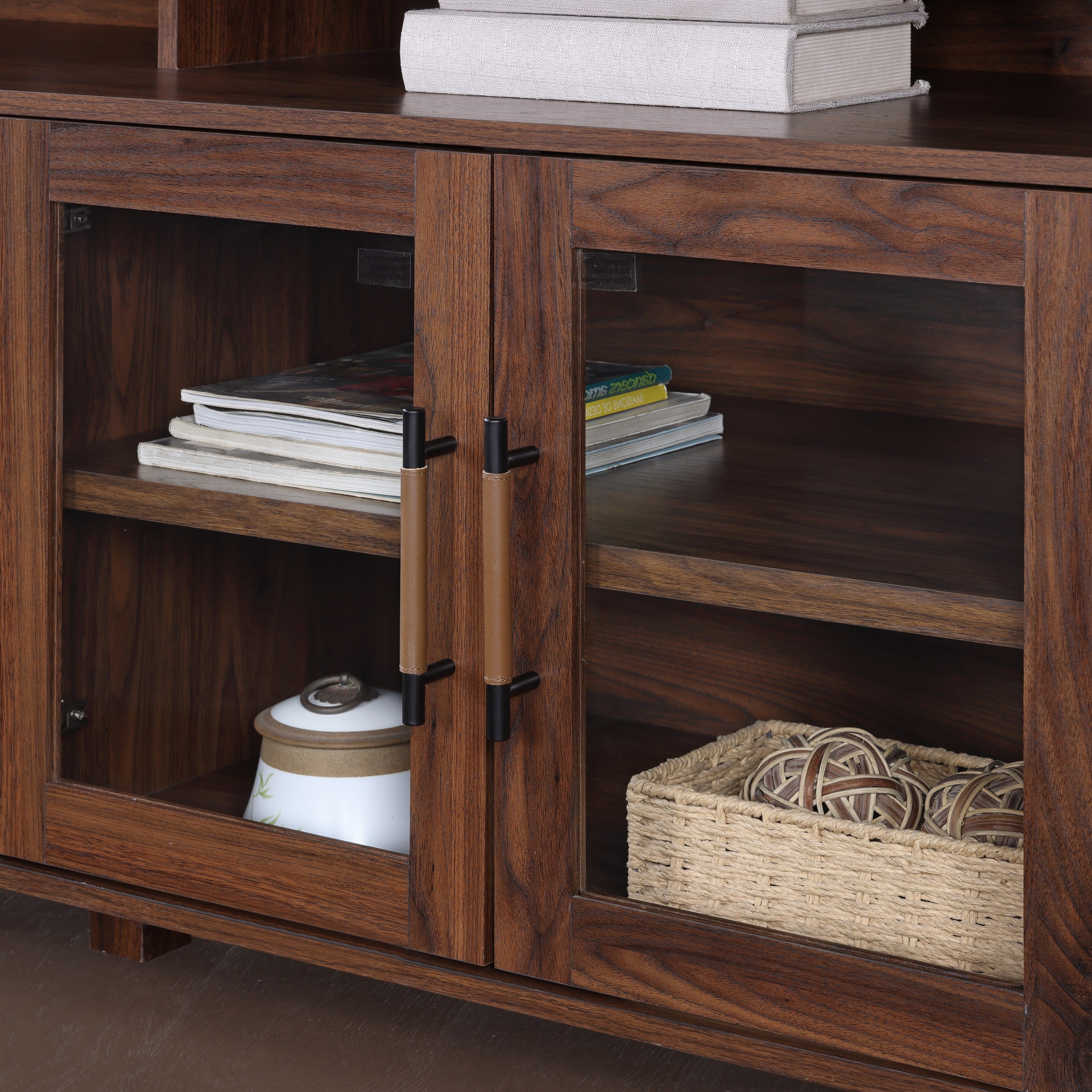  Reading Refined Farmhouse TV Stand for TVs up to 65", Walnut Finish