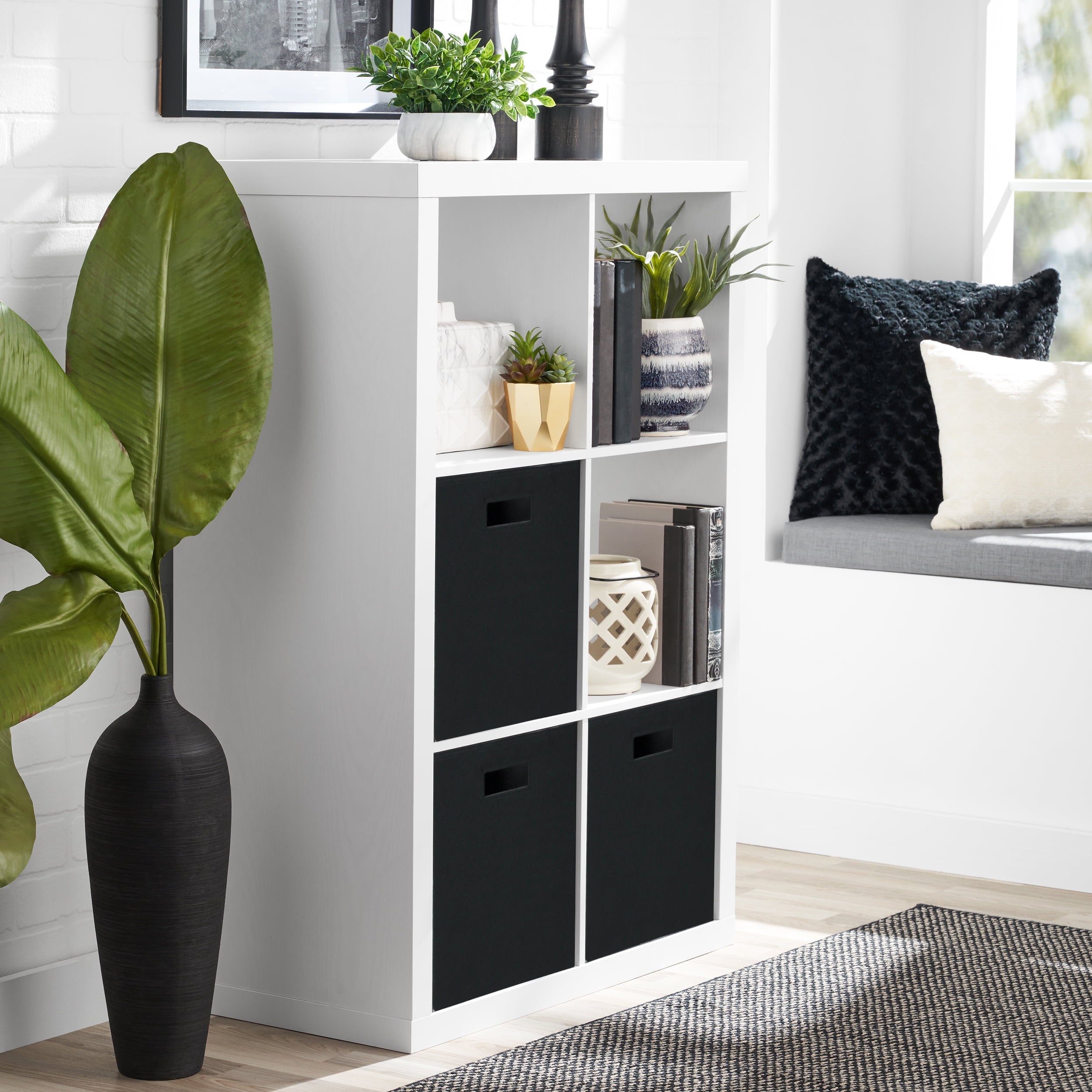  6 Cube Storage Organizer, White Texture