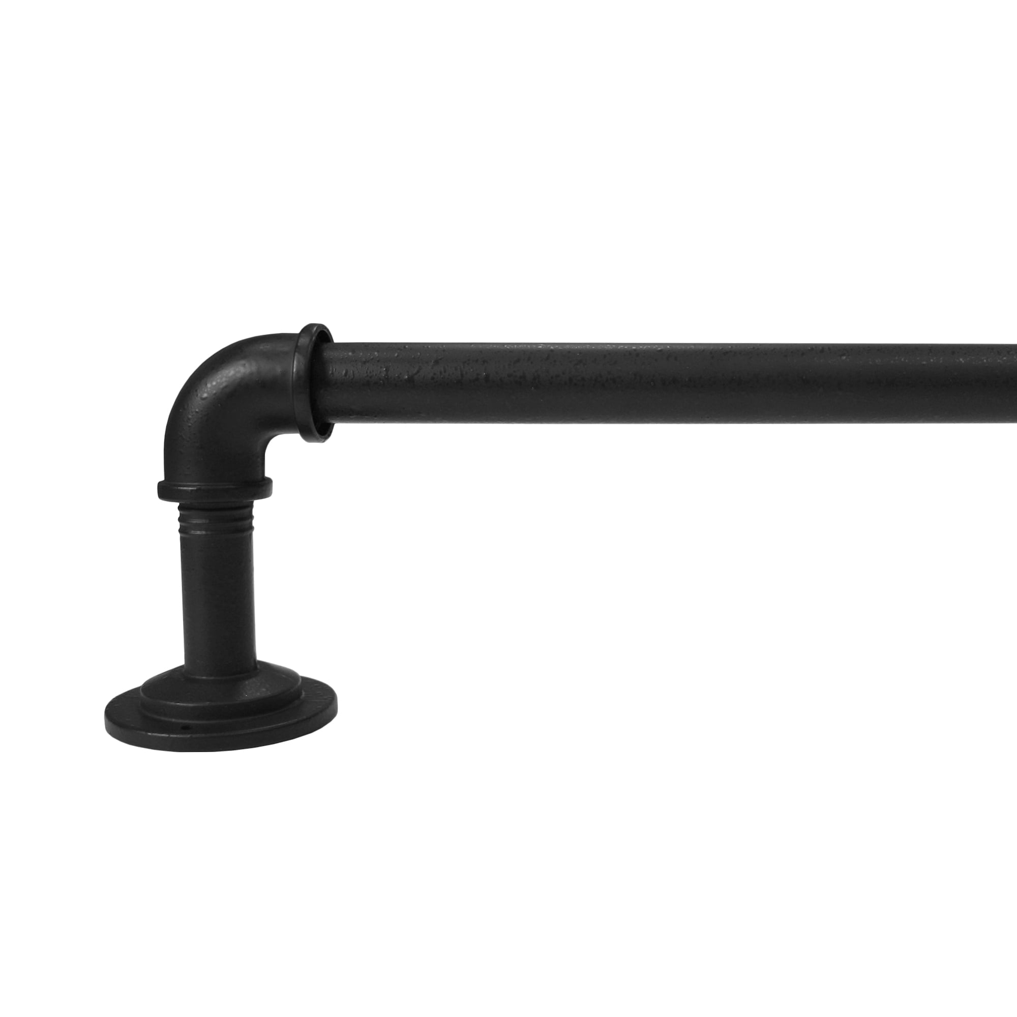  1" Wrought Iron Finish Industrial Pipe Single Curtain Rod 32-120"