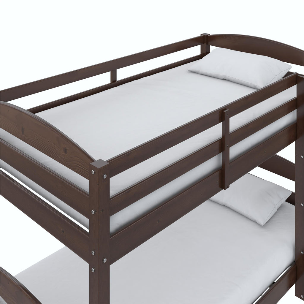  Leighton Solid Wood Twin-over-Twin Convertible Bunk Bed, Mocha
