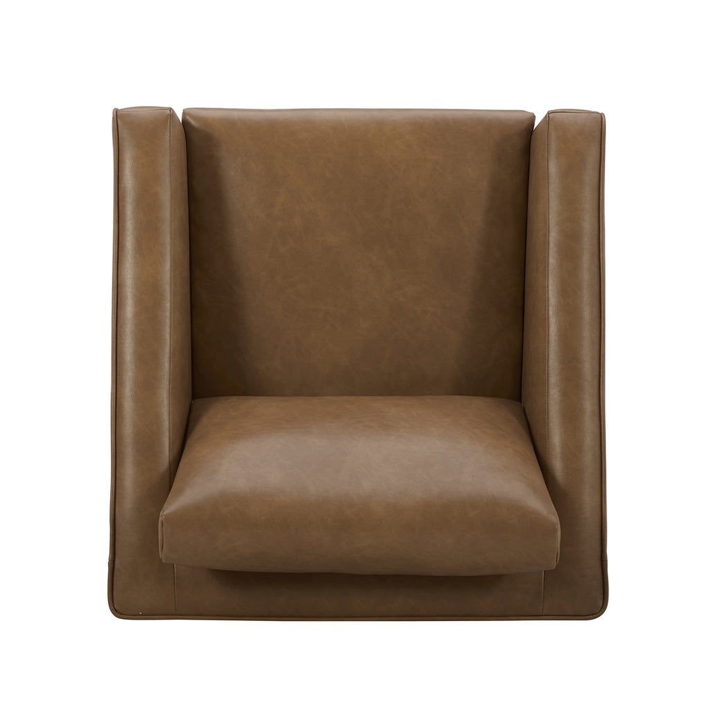 Steele Swivel Accent Chair, Camel Faux Leather