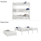  Tristan Kids' Convertible Triple Bunk Bed, Twin Over Twin Over Twin, White