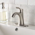  Simple Flair Single Hole Bathroom Faucet in Satin Nickel