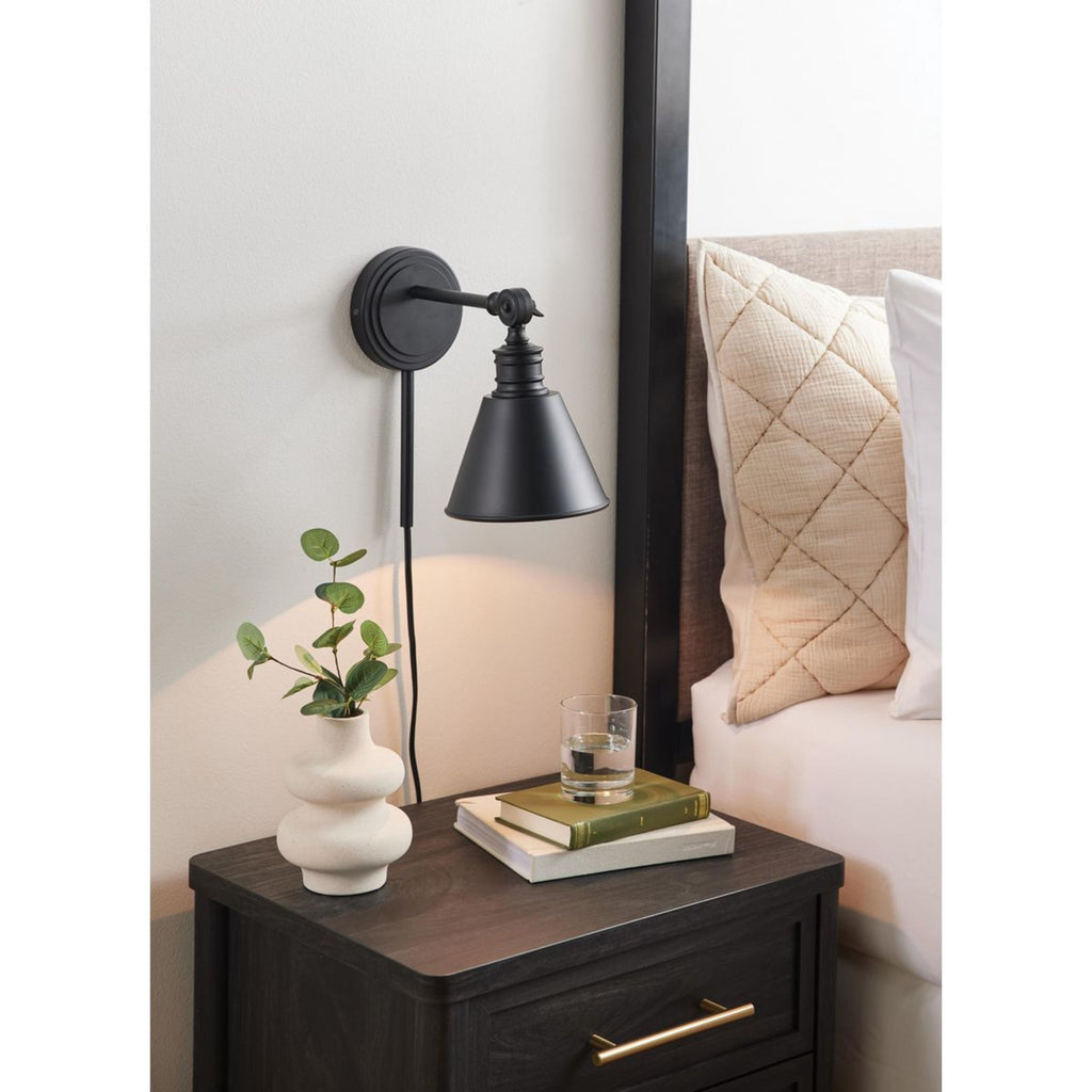  6" Craftsman Dimmable 1-Light Black Wall Sconce, Suitable for Living Rooms, Dining Rooms, Bedrooms