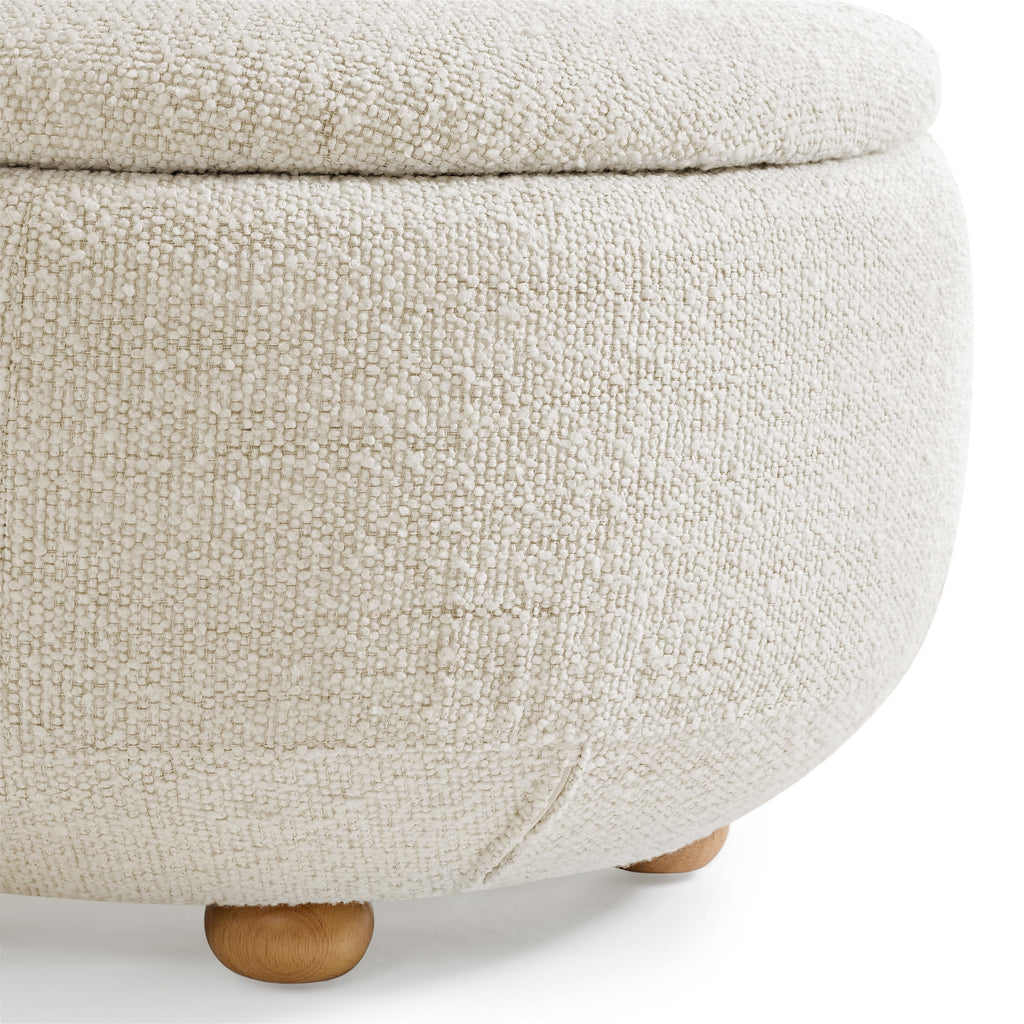  Juliet Modern Boucle Chaise & Storage Ottoman, Pearl