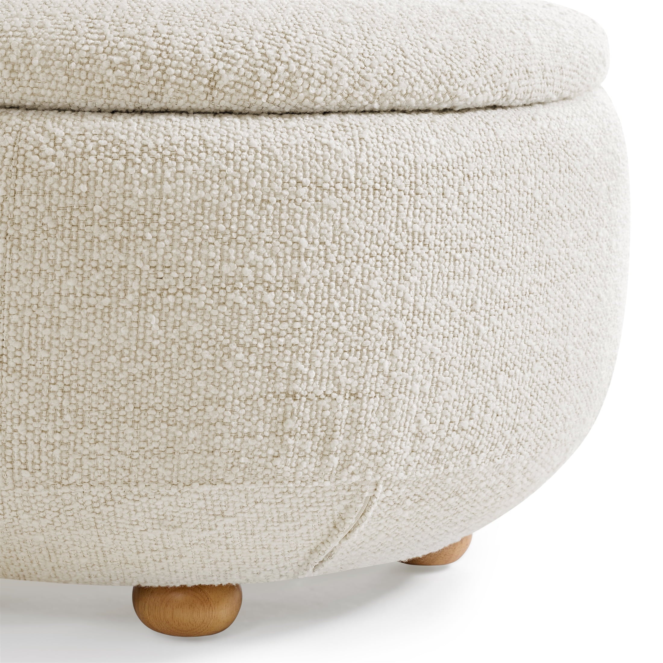  Juliet Modern Boucle Chaise & Storage Ottoman, Pearl