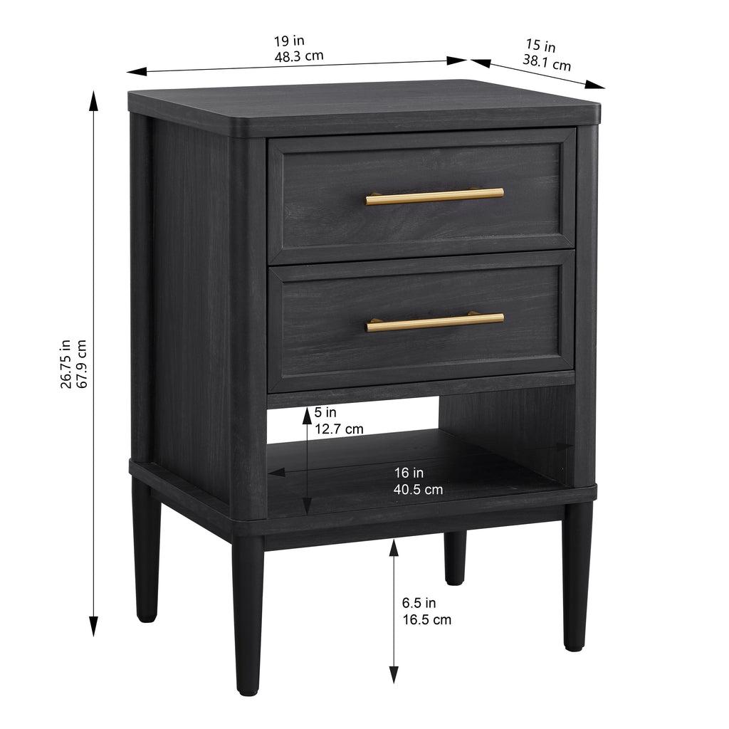 (2 pack)  Oaklee 2-Drawer Nightstand, Charcoal Finish