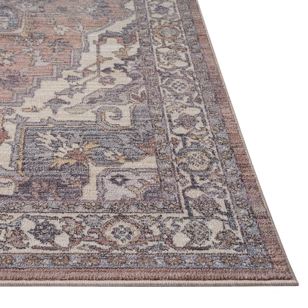  Mauve Persian Medallion Indoor Area Rug, 5' x 7'