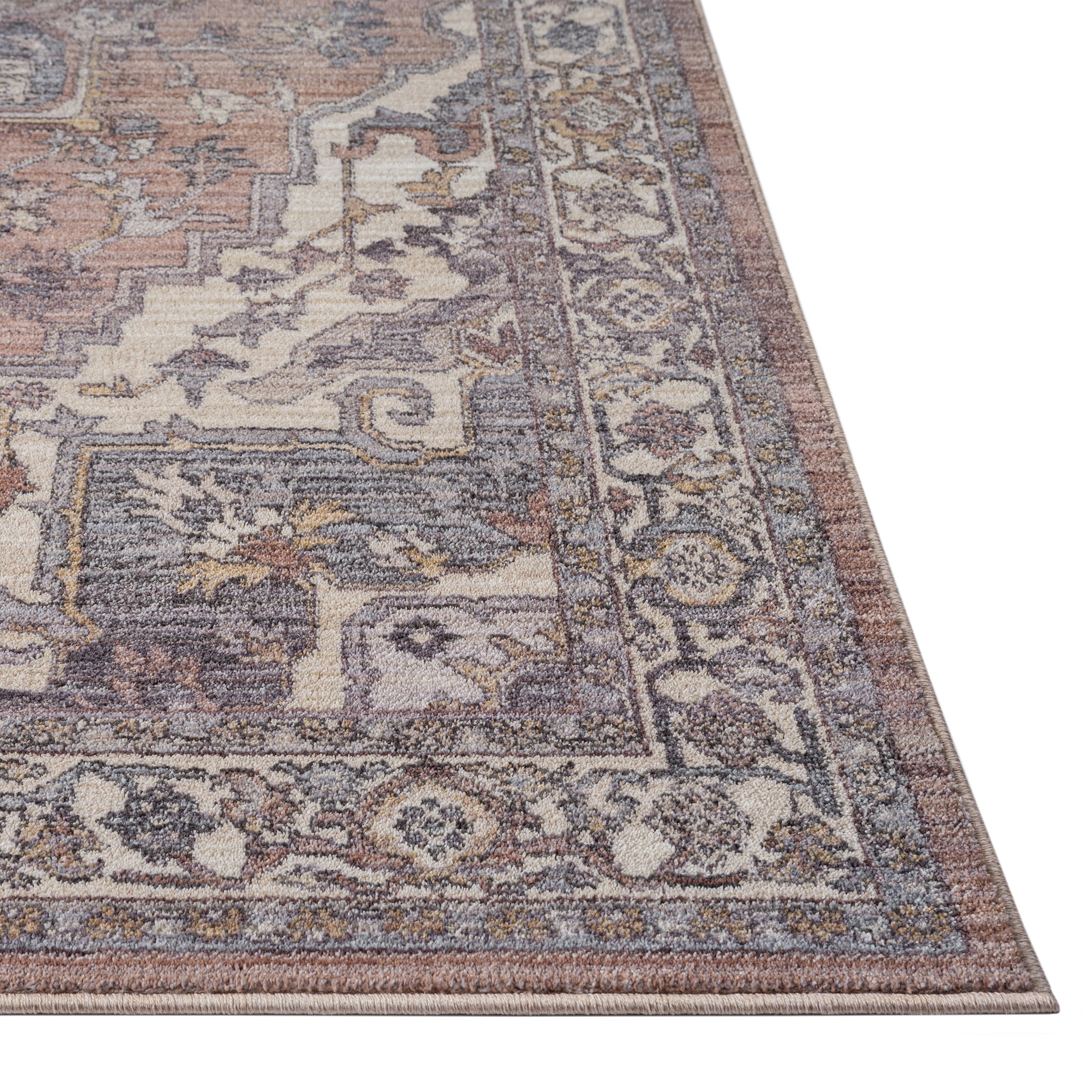  Mauve Persian Medallion Indoor Area Rug, 5' x 7'