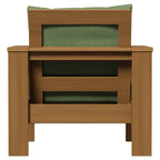  Ezra Outdoor HDPE Club Chair with Teak Finish and Green Cushions