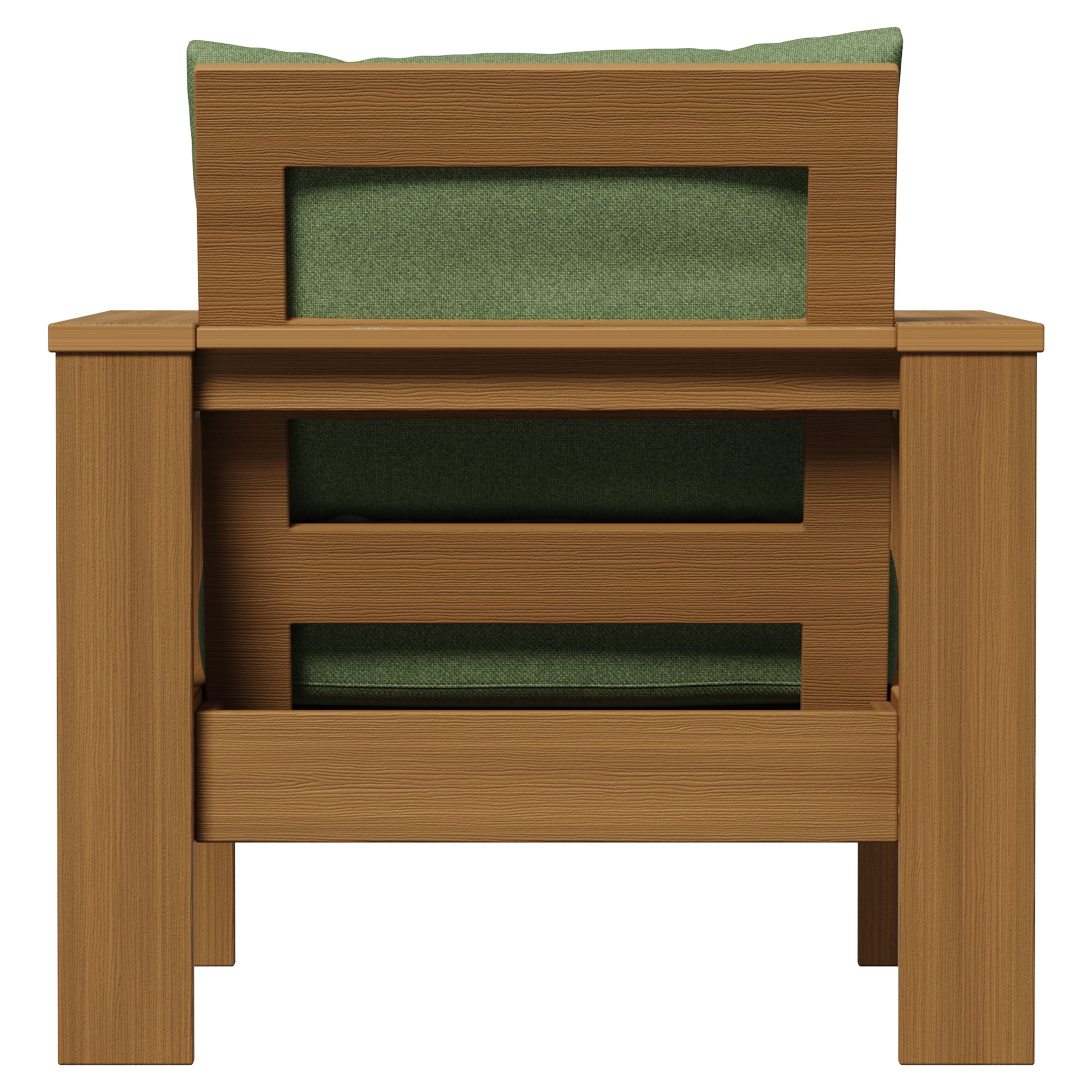  Ezra Outdoor HDPE Club Chair with Teak Finish and Green Cushions