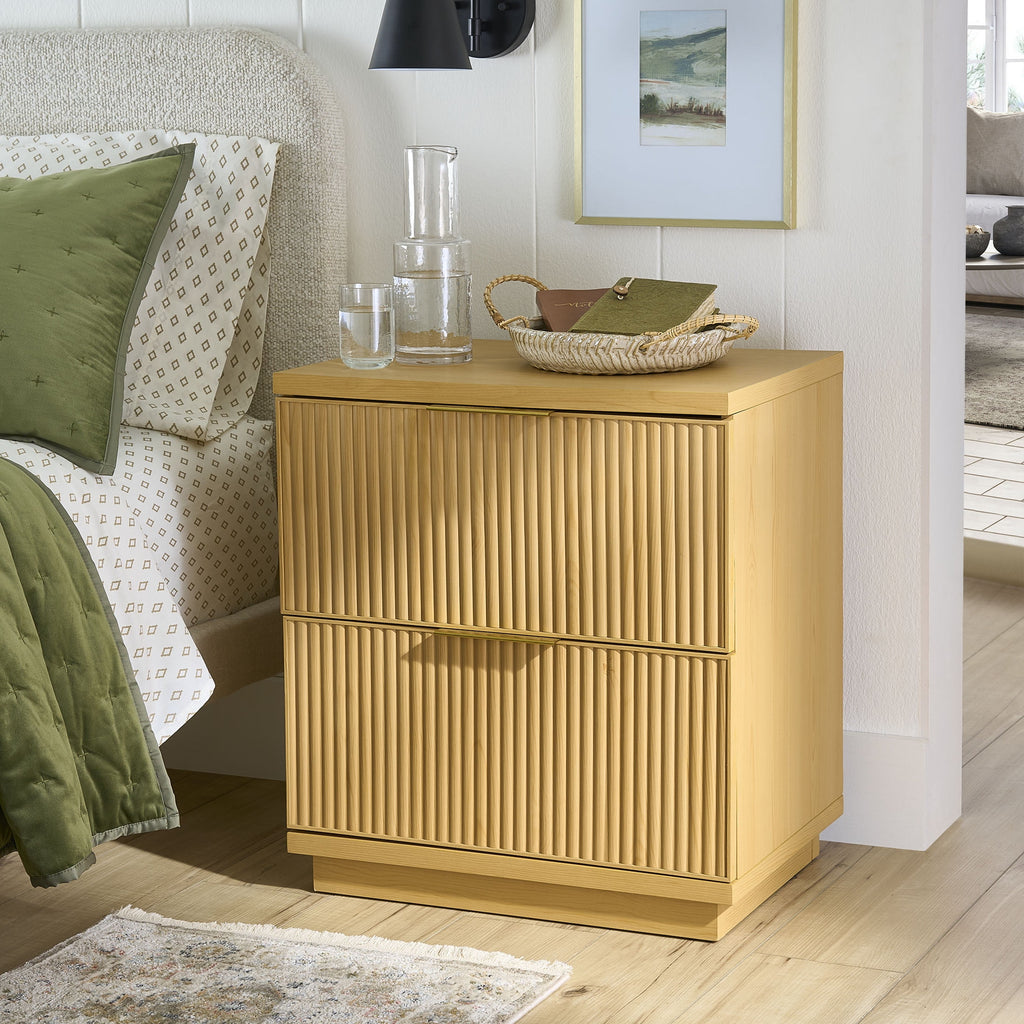  Lillian 4 Drawer Dresser and 2 Nightstands Bedroom Set, Natural Pine