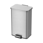  Kitchen Trash Can, 13.2 Gallon Stainless Steel Step Garbage Bin with Soft Close Lid, Silver
