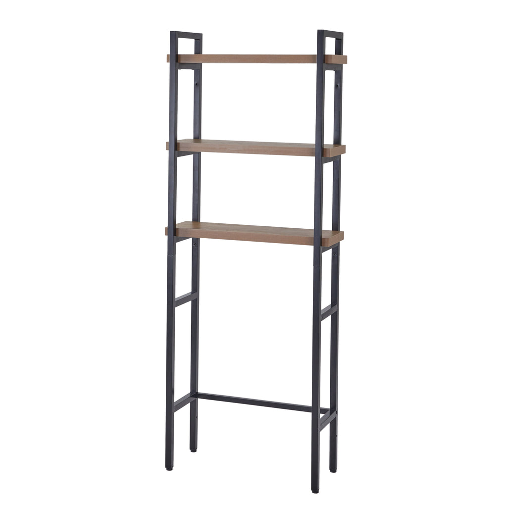  Jace 3-Shelf over-the-Toilet Storage Shelf with Black Frame and Oak Shelves