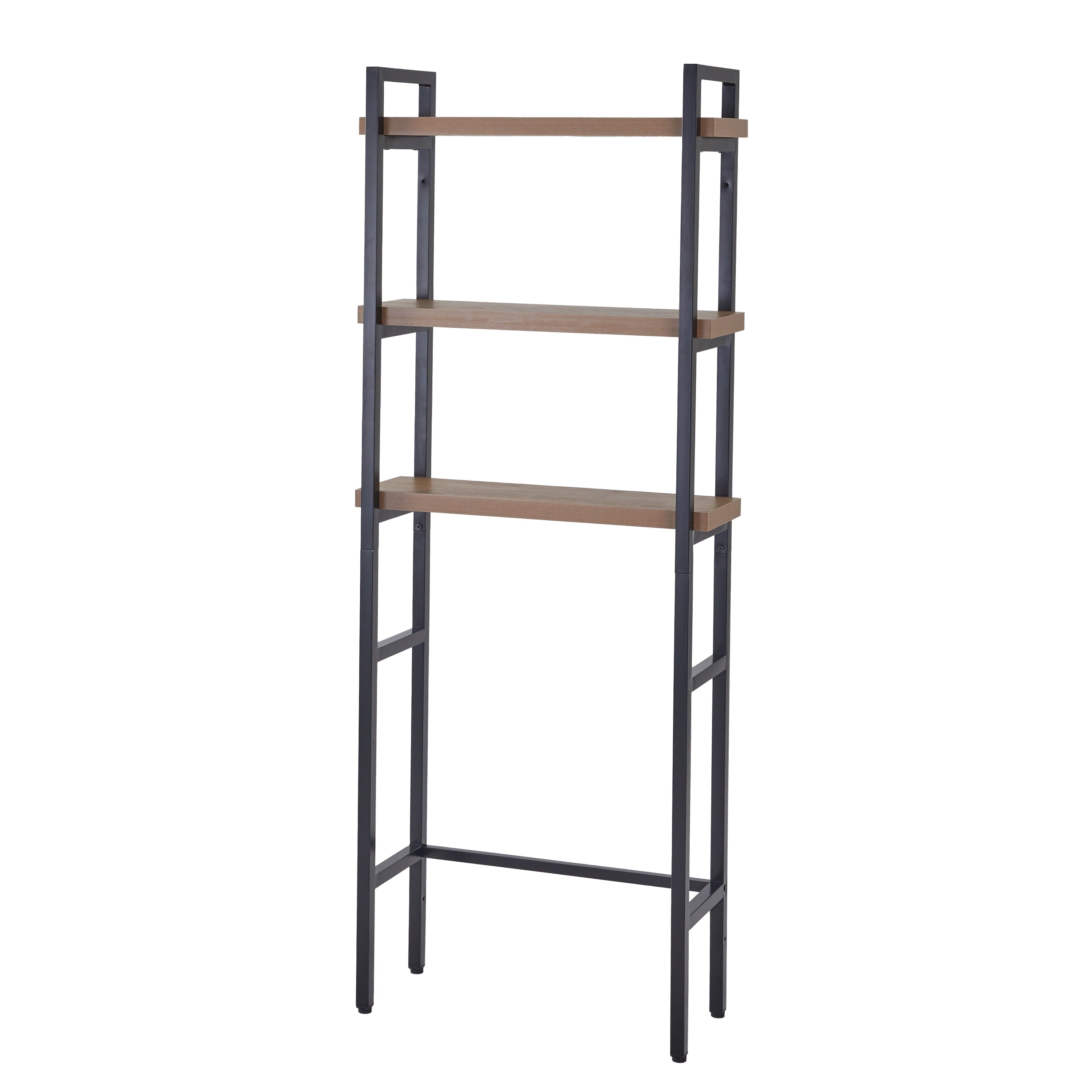  Jace 3-Shelf over-the-Toilet Storage Shelf with Black Frame and Oak Shelves