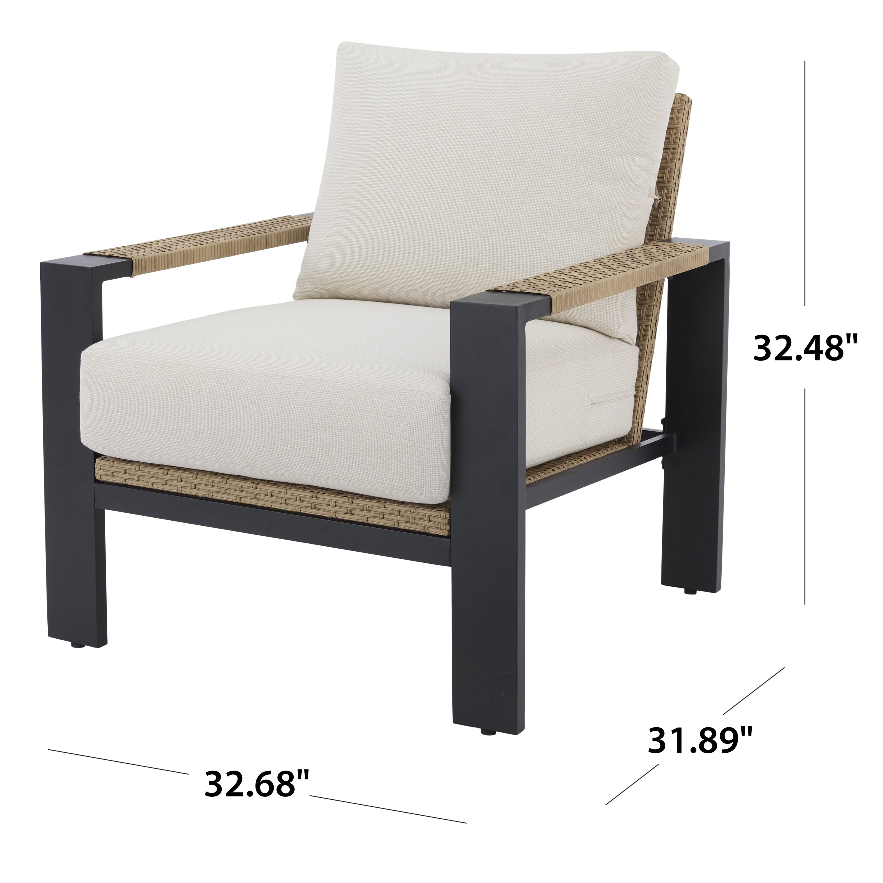  Ventura 2-Piece Outdoor Wicker Chat Chair, Beige