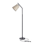  60� Boho Black Angled Floor Lamp with Natural Shade