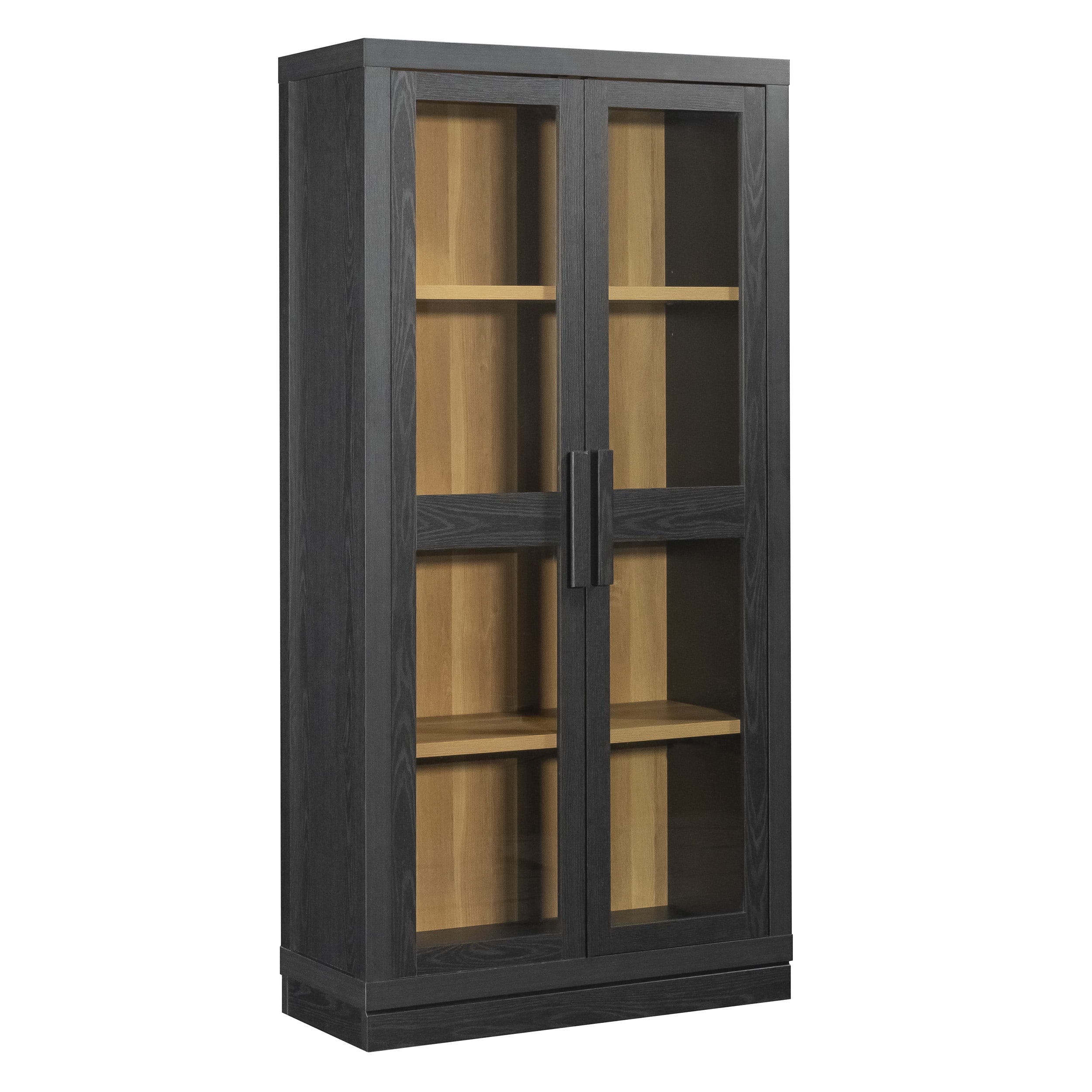  Ezra Glass Door Storage Accent Cabinet, Rich Black finish