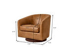  Bradford Wooden Base Swivel Accent Chair, Chestnut Faux Leather