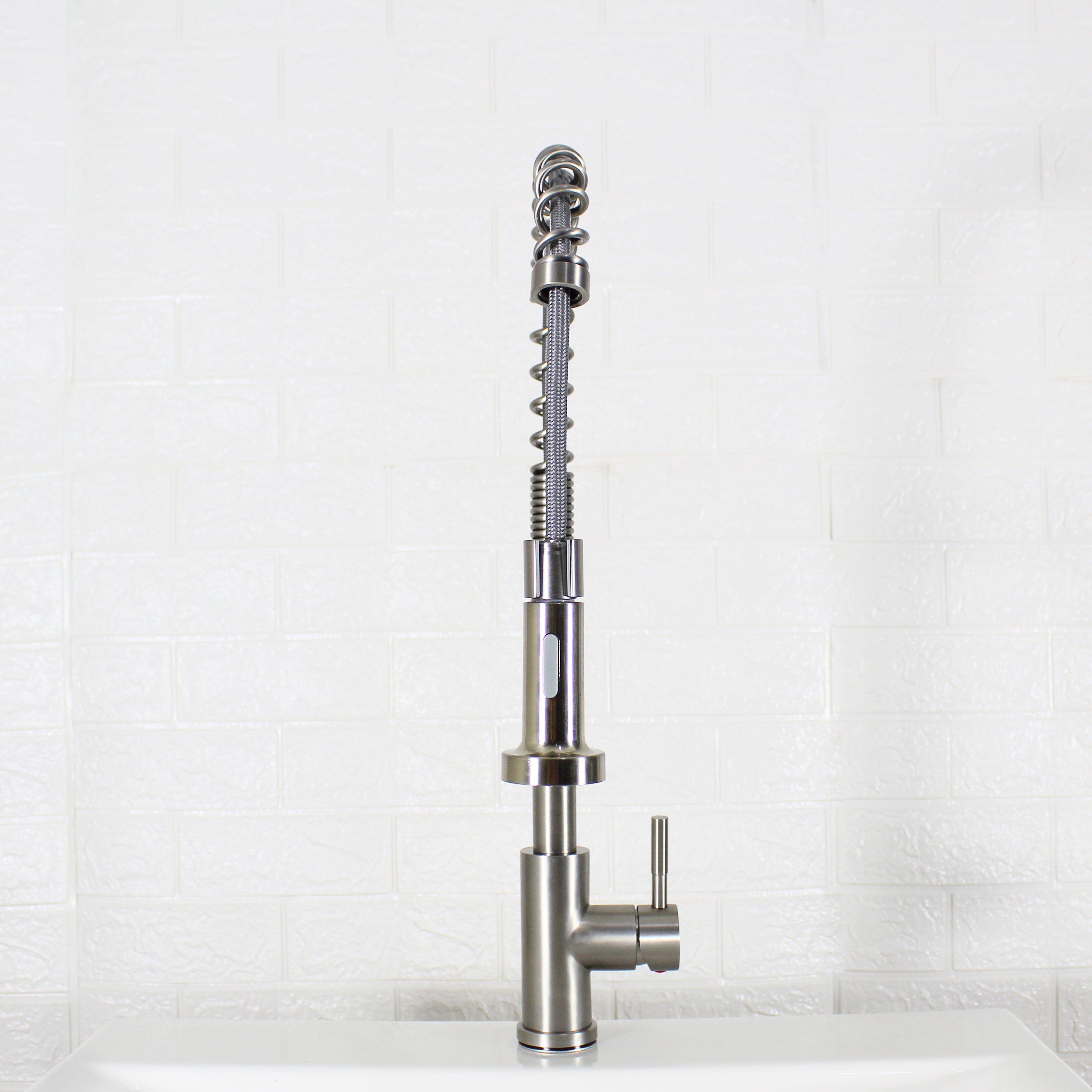  Elmont Single Handle Pull-Down Kitchen Faucet with Spring Neck, Satin Nickel
