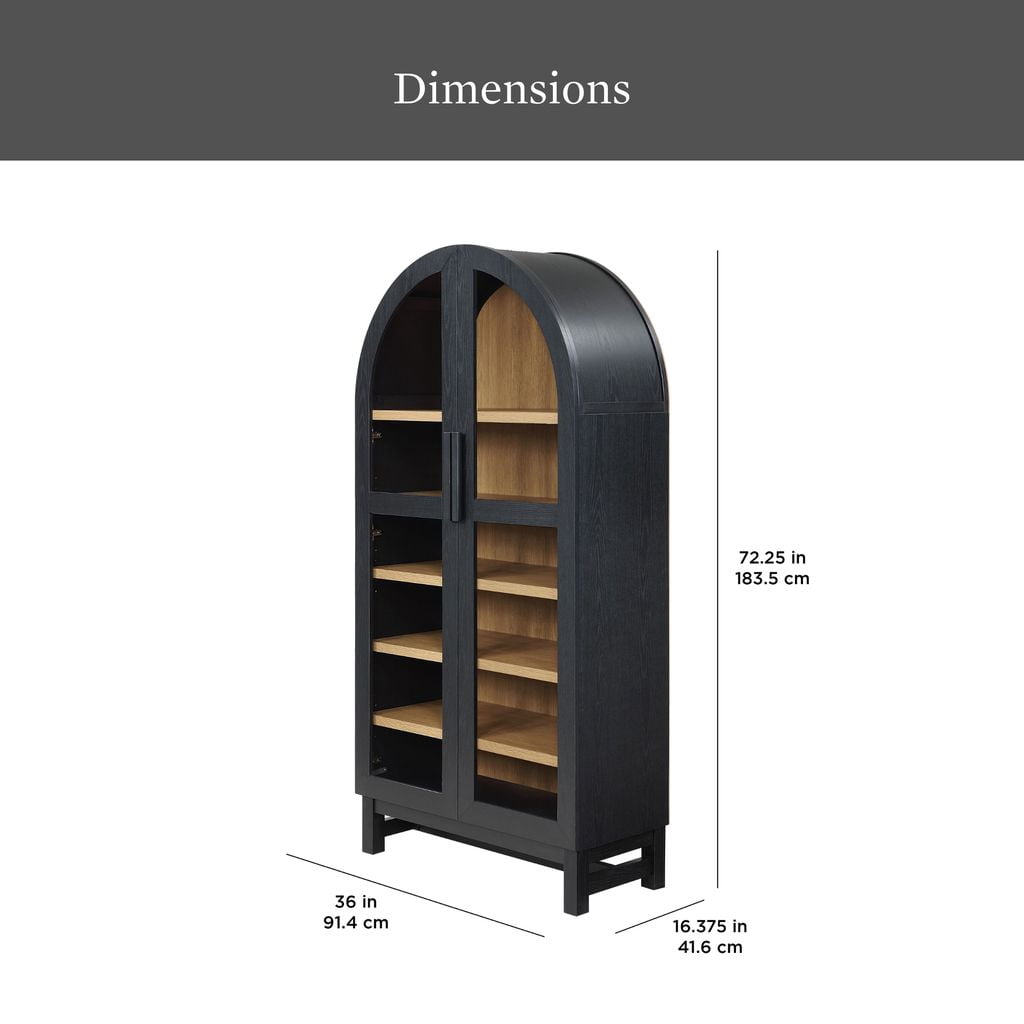  Juliet Arch Accent Cabinet, Black Finish