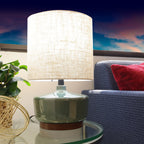  17" Tall Modern Mid-Century Ceramic Table Lamp with Wood Base