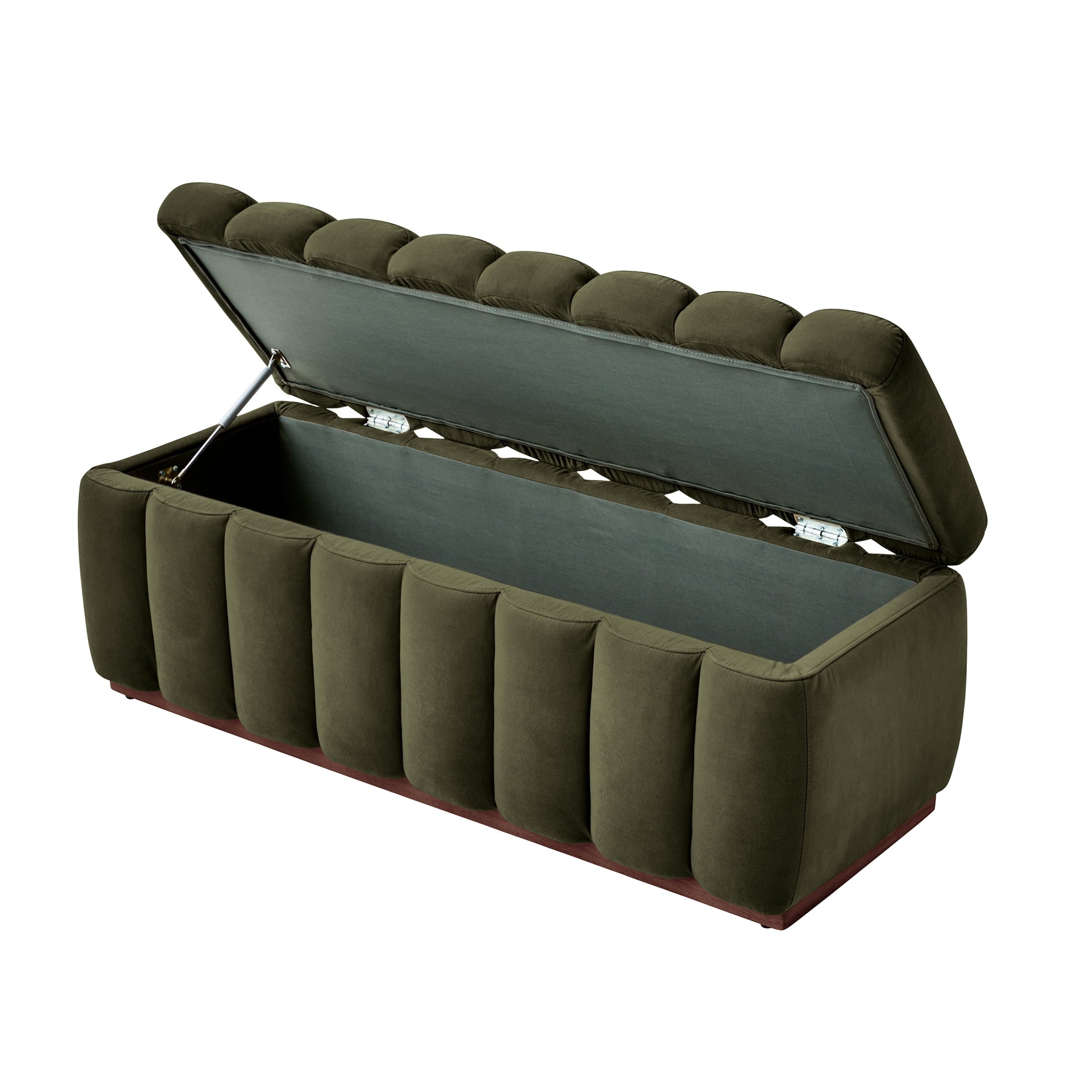  47.24" Lillian Channel Tufted Bench, Olive Velvet