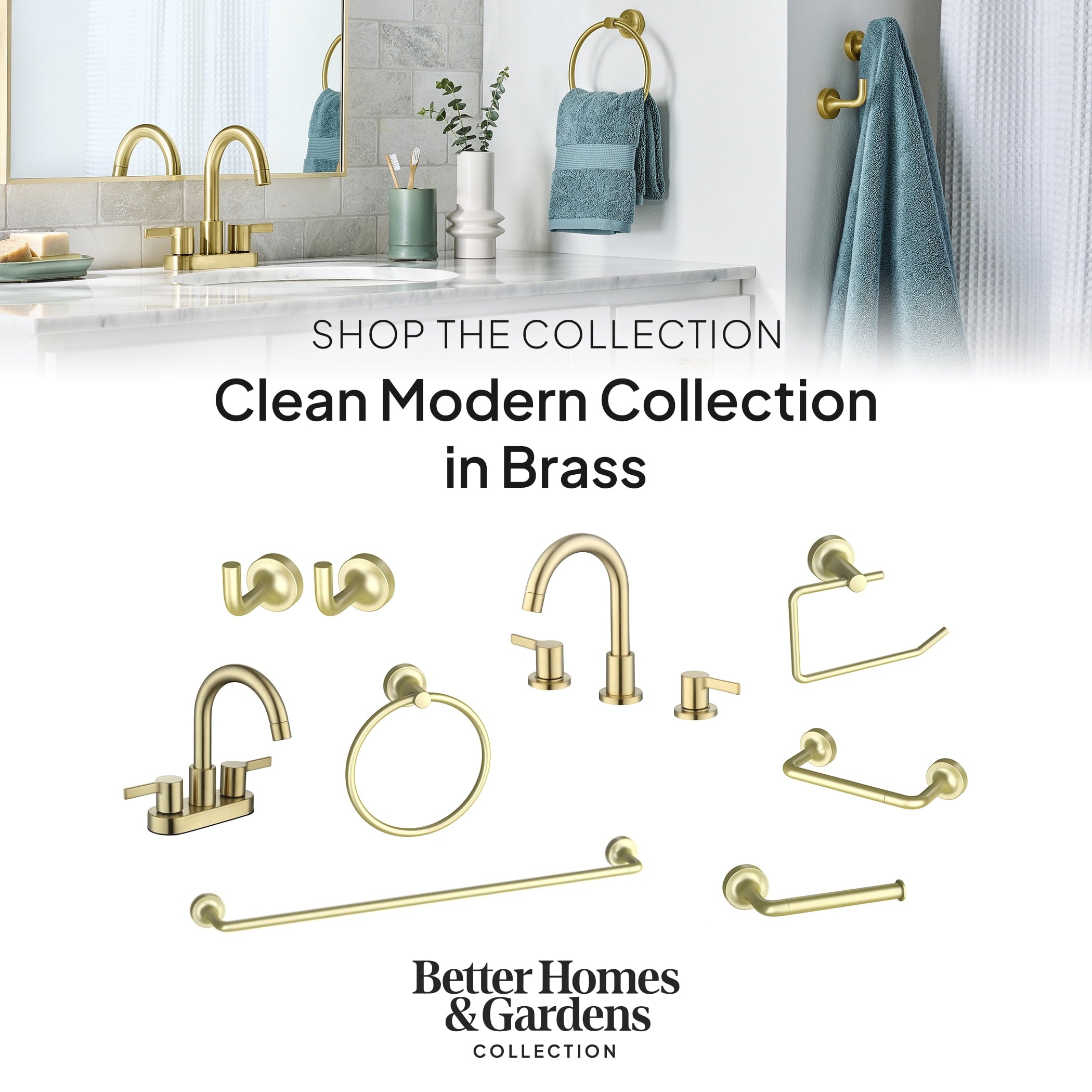  Clean Modern 8" Widespread Brushed Brass Bathroom Faucet with High-Arc Spout
